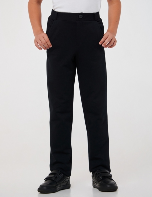 Детский брюки | Стрейчевый футер | Демисезон | 116, 122, 128, 140 | Стильные и удобные для мальчика SMIL 115533 Черный - изображение 1